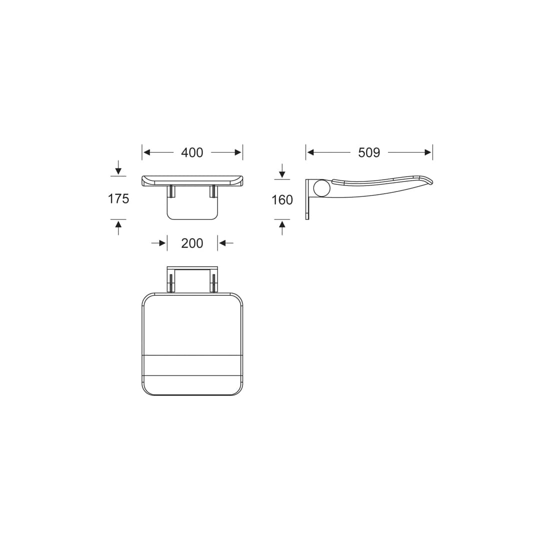 KWS Duschklappsitz "A-Flex" eckig lichtgrau matt