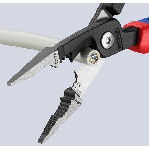 KNIPEX Elektroinstallationszange L.200mm pol.Mehrkomp.-Hülle o.Öffnungsf.KNIPEX