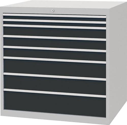 BEDRUNKA+HIRTH Schubladenschrank H1019xB1005xT736mm lichtgrau/grau 8 Schubl.Vollauszug Bedrunka