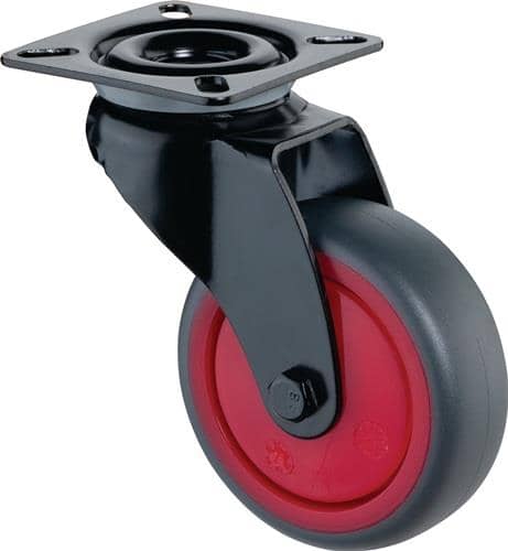 BS ROLLEN Lenkrolle D.75mm Trgf.75kg m.Platte Kugell.Gum.grau BS ROLLEN