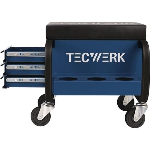 TECWERK Werkstattrollsitz m.Rl.u.Ablage Kunstlederpolster blau/schwarz TECWERK