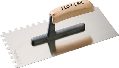 TECWERK Glättekelle L.280mm B.130mm Zahn 8x8 rostfr.m.H-Heft VA S.0,7mm TECWERK