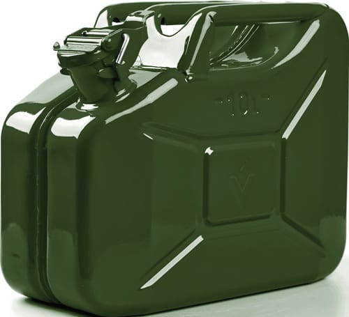 VALPRO Kraftstoffkanister 10l Olivgrün RAL 6003 Stahlbl.0,9mm L345xB165xH275mm VALPRO