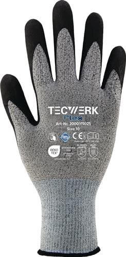 TECWERK Handschuhe Flex Gr.8 grau/schwarz EN 388 PSA II TECWERK