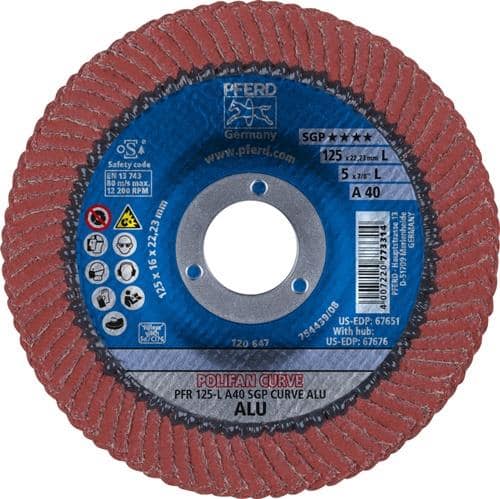 PFERD TOOLS Fächerscheibe POLIFAN® A SGP CURVE ALU D.125mm K.40 Korund A-COOL Ausf.L PFERD