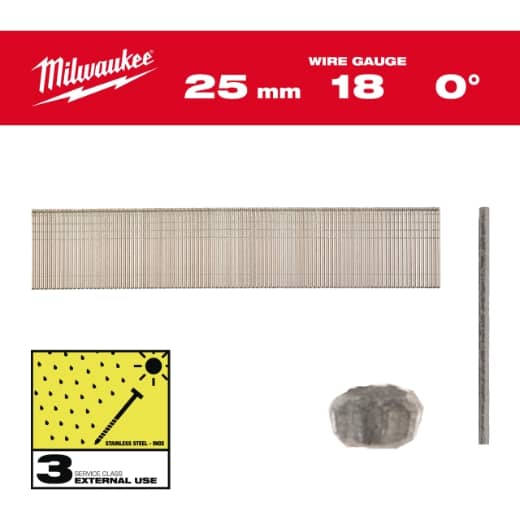 1,05 x 1,25 x 25 mm Edelstahl, 0° Stauchkopf-Nägel 18 Gauge für M18FN18GS & M18CN18GS