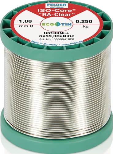 FELDER Lötdraht ISO-Core® RAClear 1mm 250g Sn100Ni+ FELDER