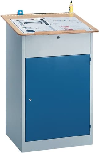 KLW Stehpult stationär H1220xB710xT600mm lichtgrau/lichtgrau 2 Böden,1 Tür
