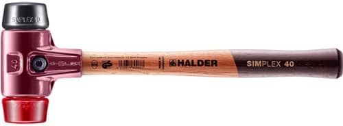 HALDER Schonhammer SIMPLEX L.330mm Kopf-Ø 40mm mittelh./hart HO Gum.schw./Plastik rot