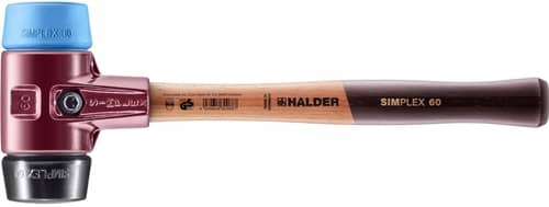 HALDER Schonhammer SIMPLEX L.405mm Kopf-D.60mm weich/mittelh.HO TPE-soft blau/Gu.schw.