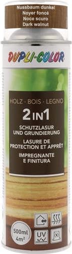 DUPLI-COLOR Holzschutzlasur 2in1 Farbe nussbaum dunkel 500ml Spraydose DUPLI-COLOR