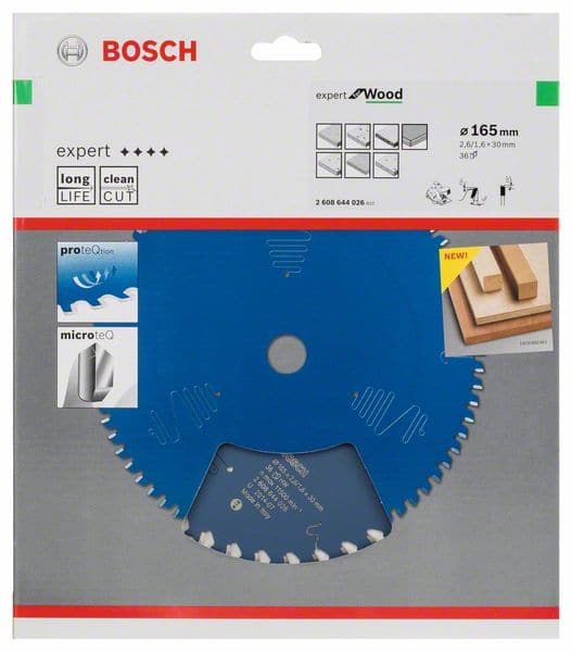 BOSCH Kreissägeblatt Expert for Wood, 165 x 30 x 2,6 mm, 36