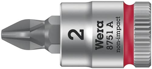 WERA Schraubendrehereinsatz 8751 A Phillips 1/4 Zoll Kreuzschlitz PH PH 2 L.28mm WERA