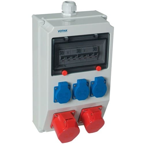 JÄGER DIREKT Kunststoffwandverteiler Verschraubung M32 2xCEE 16 A,3x230V