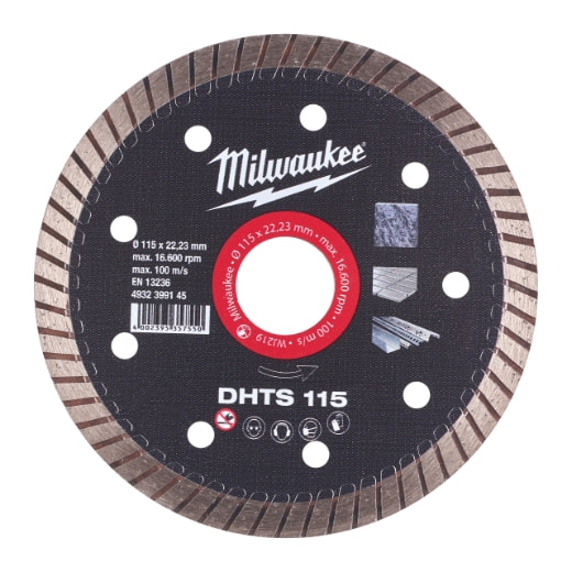 MILWAUKEE Hart, dünn, geschlossen Diamanttrennscheibe DHTS 115 mm