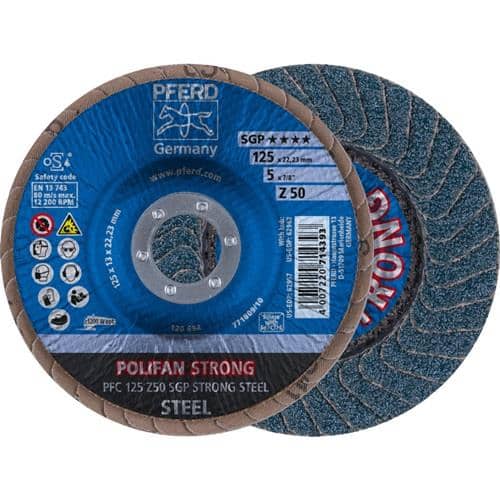 PFERD TOOLS Fächerscheibe POLIFAN Z SGP STRONG STEEL D.125mm K.50 kon.INOX ZK PFERD