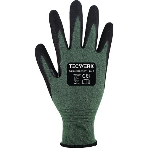 TECWERK Schnittschutzhandschuhe Mosel Gr.7 grün/schwarz EN 388 PSA II 10PA TW