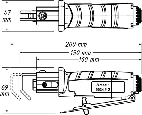 HAZET Druckluftsäbelsäge 9034P-2 HO STA 3mm Hub 10mm HAZET