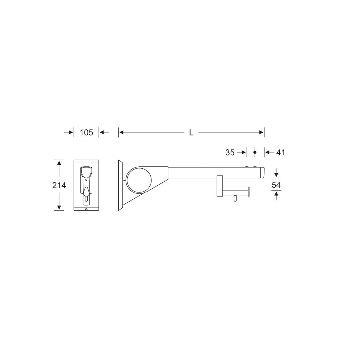 KWS Stützklappgriff mit Federbelastung, Papierrollenhalter & LED-Funktionstaste 850mm Anthrazitgrau