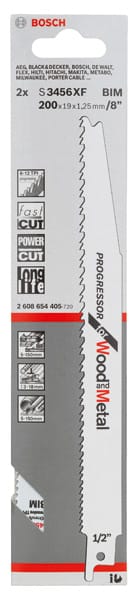 BOSCH Säbelsägeblatt S 3456 XF, Progressor for Wood and Metal, 2er-Pack