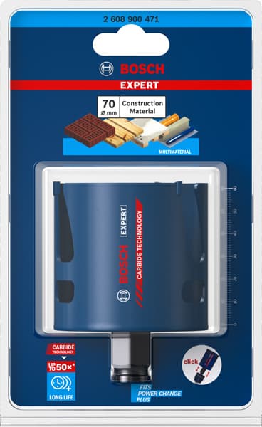 BOSCH EXPERT Construction Material Lochsäge, 70 x 60 mm. Für Dreh- und Schlagbohrer