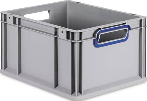 ALLIT Transportstapelbehälter L400xB300xH220mm grau PP offener Griff blau