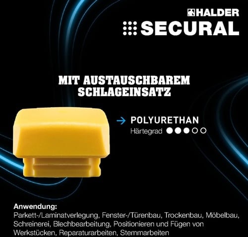 HALDER Schonhammerkopf SECURAL Kopf-D.30x40mm PU gelb mittelh.HALDER