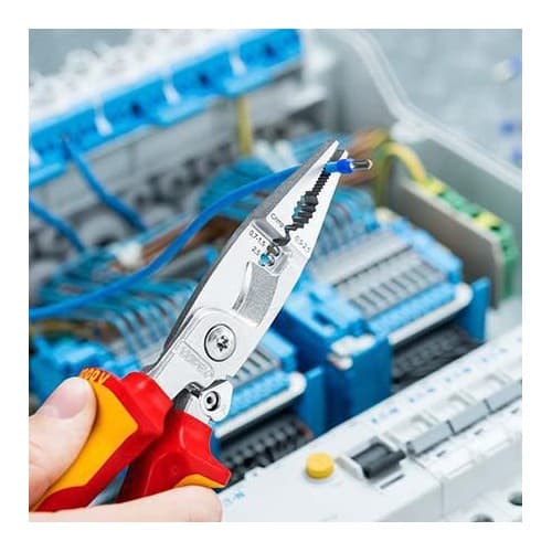 KNIPEX Elektroinstallationszange L.200mm VDE verchr.Mehrkomp.-Hüllen m.Öffnungsf.KNIPEX
