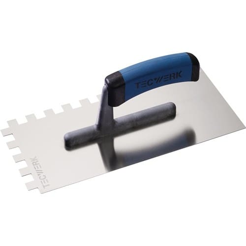 TECWERK Glättekelle L.280mm B.130mm Zahn 12x12 VA S.0,7mm TECWERK