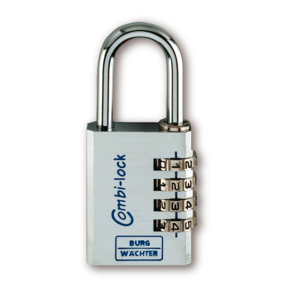 BURG-WÄCHTER Zahlen-Vorhangschloss Combi Lock Cromo 90, 3-stelliger Zahlencode, Aluminium