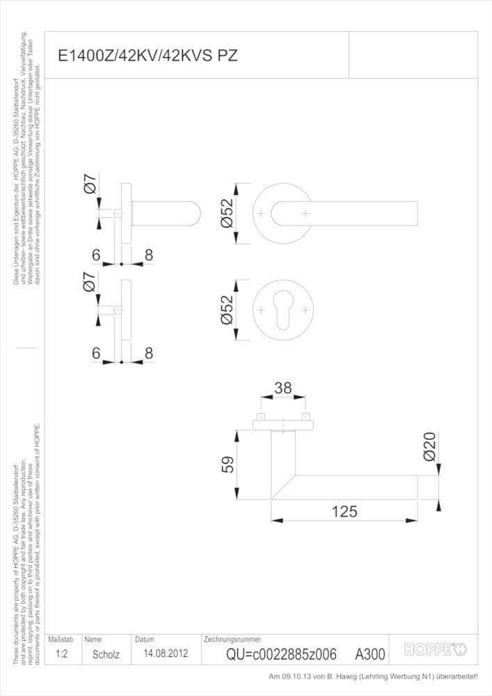HOPPE® Drückergarnitur mit Rosetten Amsterdam E1400Z/42KV/42KVS, Edelstahl, 12033236