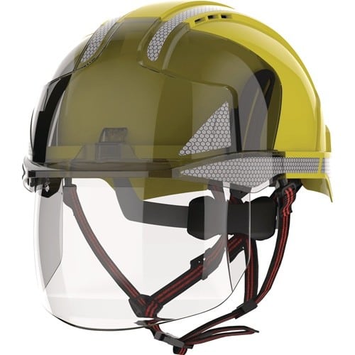 JSP Industriekletterhelm EVO® VISTAshield® Dualswitch™ gelb/rauch ABS