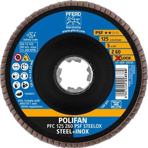 PFERD TOOLS Fächerscheibe X-LOCK PSF Z STEELOX D.125mm K.60 kon.INOX ZK Z PFERD
