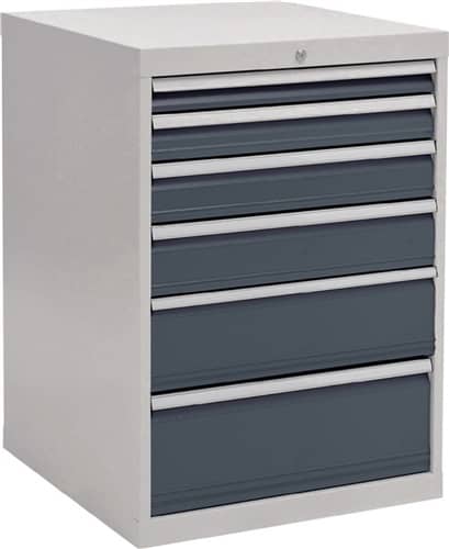 BEDRUNKA+HIRTH Schubladenschrank H1019xB705xT736mm lichtgrau/grau 6 Schubl.Voll.Bedrunka