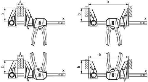 BESSEY Einhandzwinge EZ360 Spann-W.600mm A.80mm Spreiz-W.195-765mm BESSEY