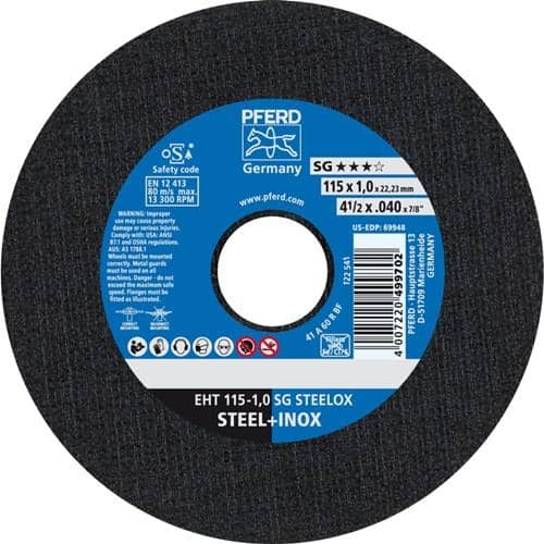 PFERD TOOLS Trennscheibe SG STEELOX D115x1mm ger.INOX Bohr.22,23mm PFERD