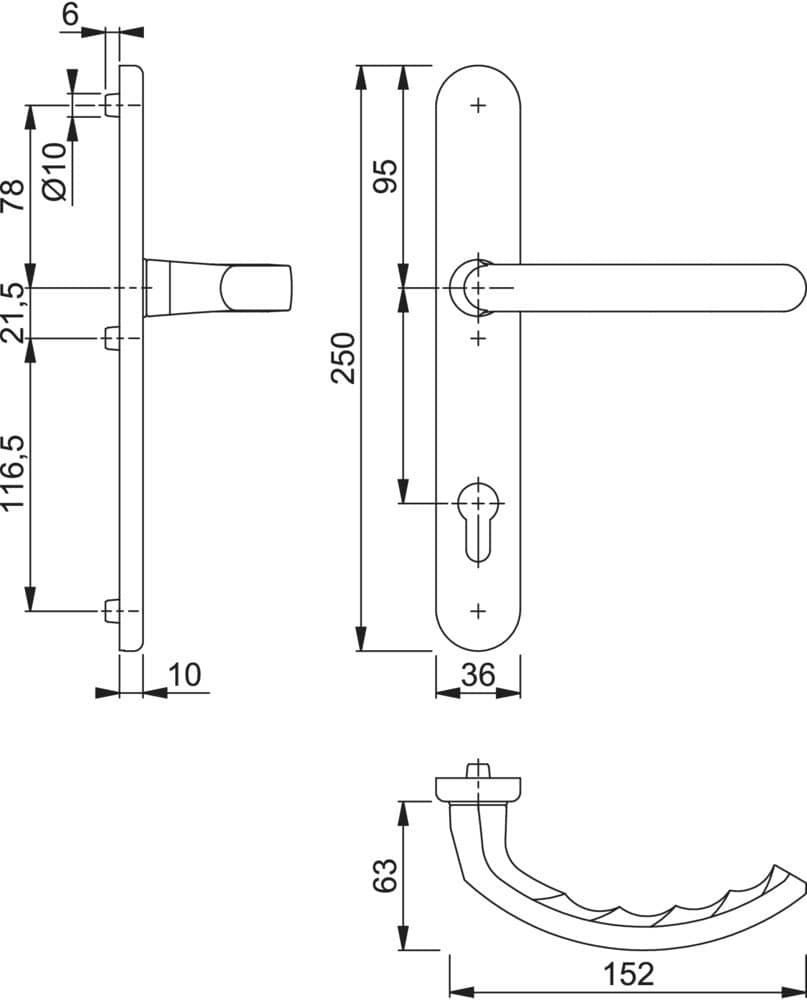 HOPPE® Drücker-Halbgarnitur mit Schmalschild Luxembourg 099KH/3357N, Aluminium, 6990956