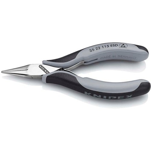 KNIPEX Elektronik-Greifzange Gesamt-L.115mm ESD flachrunde Backen spiegelpol.Form 2