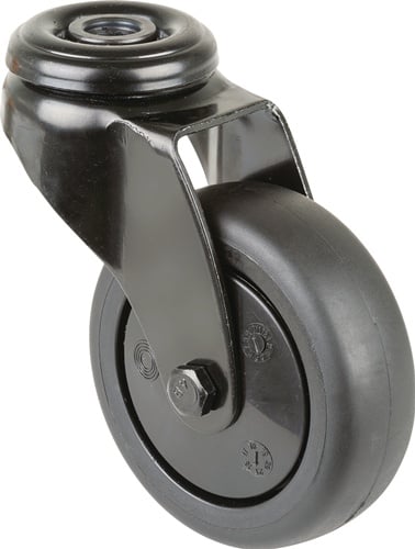 BS ROLLEN Lenkrolle D.75mm Trgf.75kg m.Rückenloch Ku.Kugell.Gum.schwarz BS ROLLEN