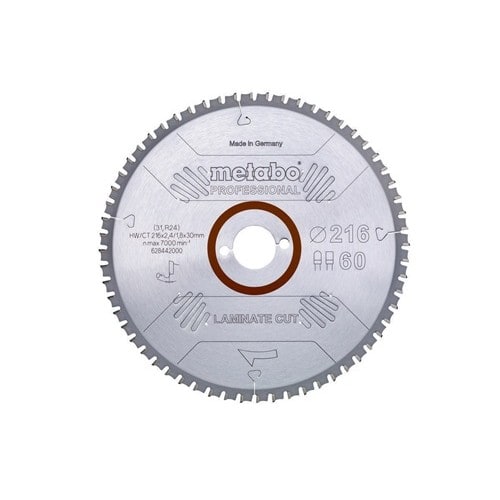 METABO Kreissägeblatt laminate cut professional D216x2,4/1,8xBohrung30mm Z.60 FZ/TZ 0Gr