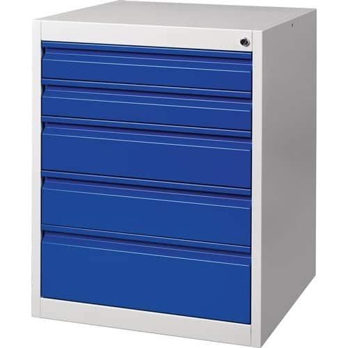 Nordwest Schubladenschrank BK 600 H800xB600xT600mm grau/blau 5 Schubl.Einfachauszug