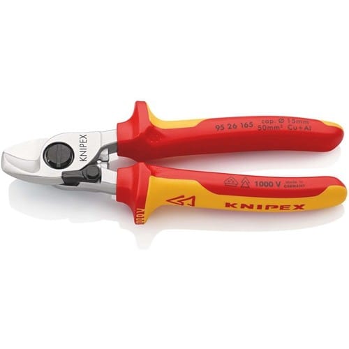 KNIPEX Kabelschere L.165mm Kopf verchr.VDE Mehrkomp.-Hüllen Form 2 KNIPEX
