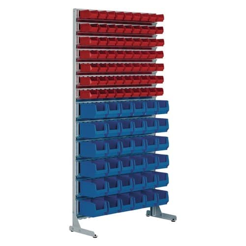 TECWERK Ständerregal eins.H2010xB1010xT400mm 63xMK5 rot,36xMK4 blau lichtgrau