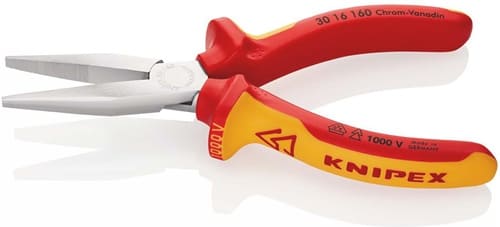 KNIPEX Langbeckzange Gesamt-L.160mm Form 1 Kopf verchr.lang,fl.VDE Mehrkomp.-Hüllen