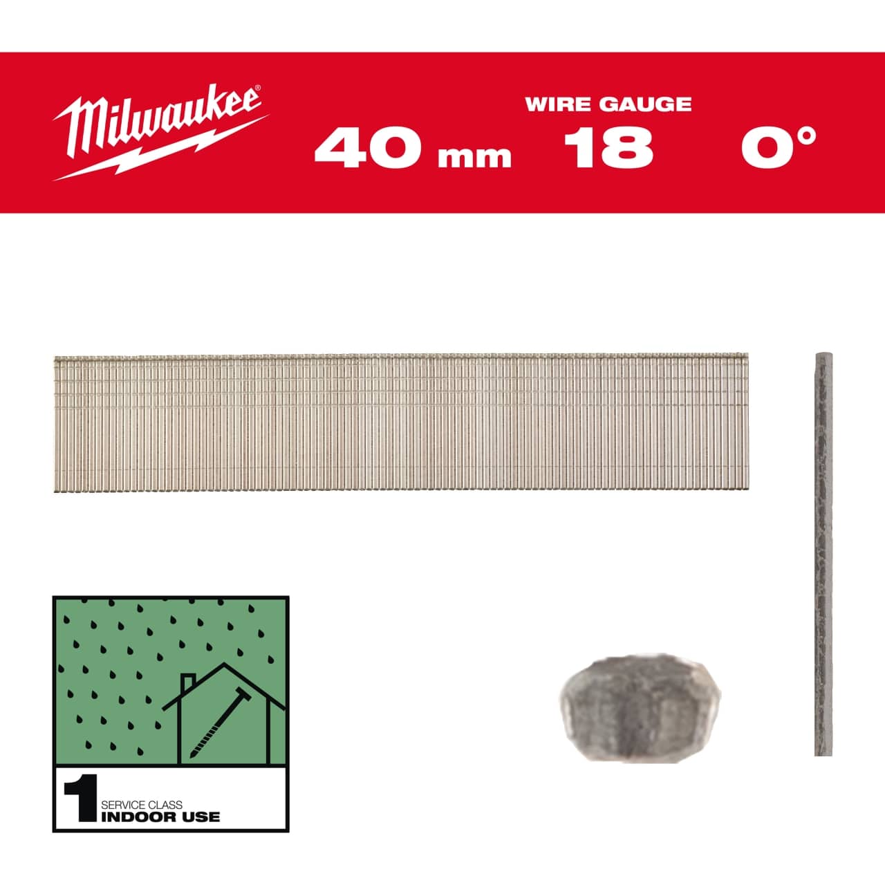 1,05 x 1,25 x 40 mm verzinkt, 0° Stauchkopf-Nägel 18 Gauge für M18FN18GS & M18CN18GS