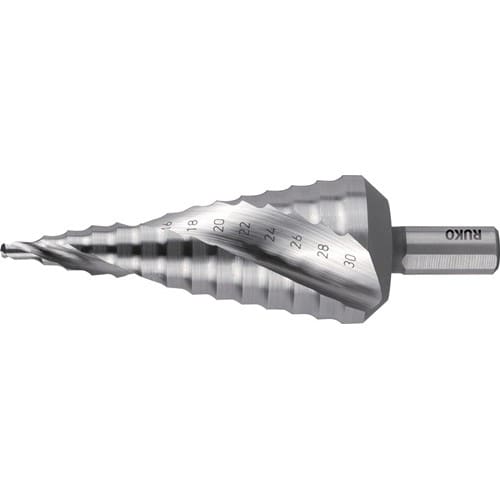 RUKO Stufenbohrer Bohrber.4-30mm HSS-Co5 Spiralnut Z.2 Stufen 14 RUKO