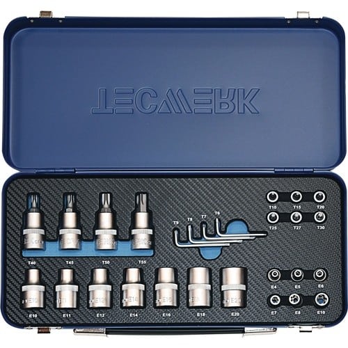 TECWERK Steckschlüsselsatz 27-tlg.1/4+1/2 Zoll T10-T55/E4-E20 TECWERK
