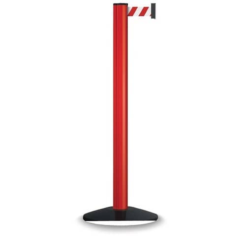 VIA GUIDE Gurtpfosten einfach D83xH1000mm Pfosten rot Gurt rot/weiß VIA GUIDE