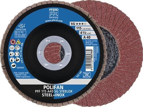 PFERD TOOLS Fächerscheibe POLIFAN A SG STEELOX D.125mm K.80 kon.INOX NK PFERD