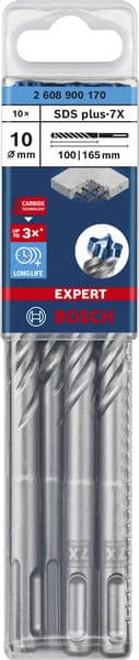BOSCH EXPERT SDS plus-7X Hammerbohrer, 10 x 100 x 165 mm, 10-tlg.. Für Bohrhämmer